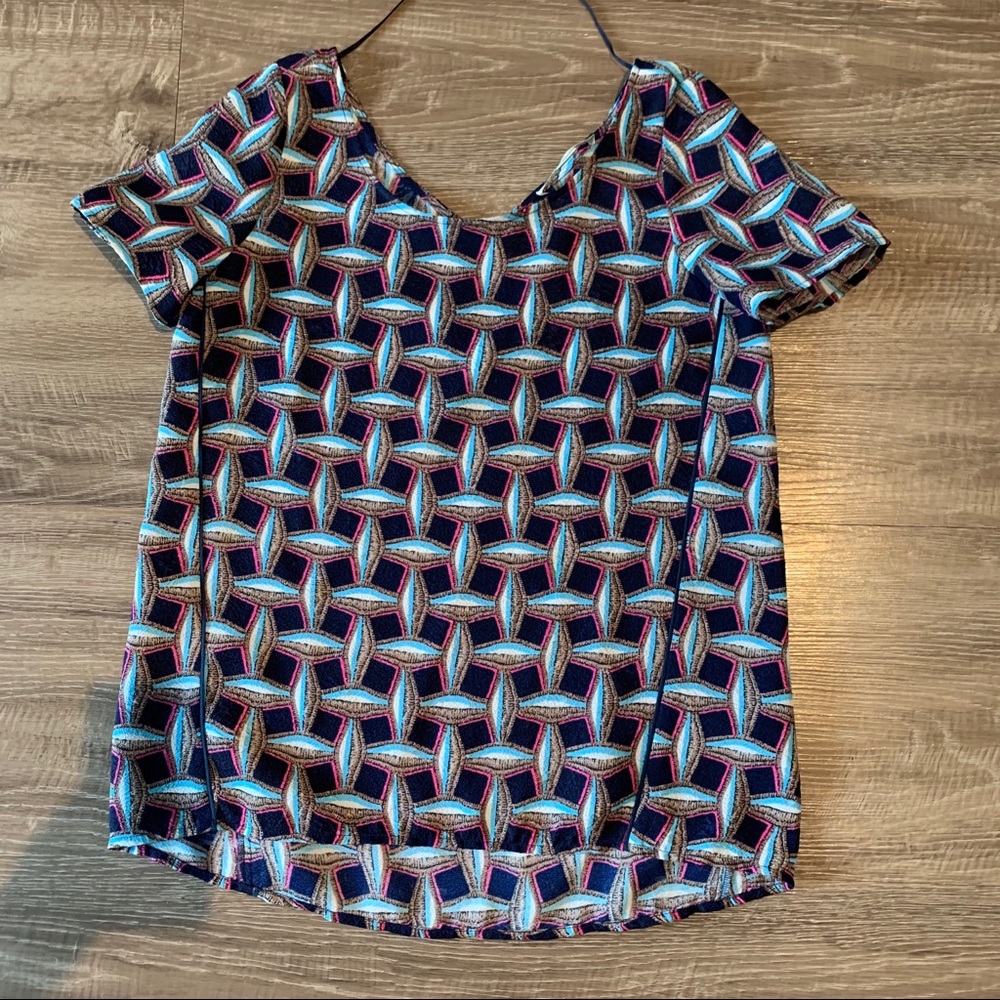 Cooper & Ella Extra Small Navy Multi Color Blouse